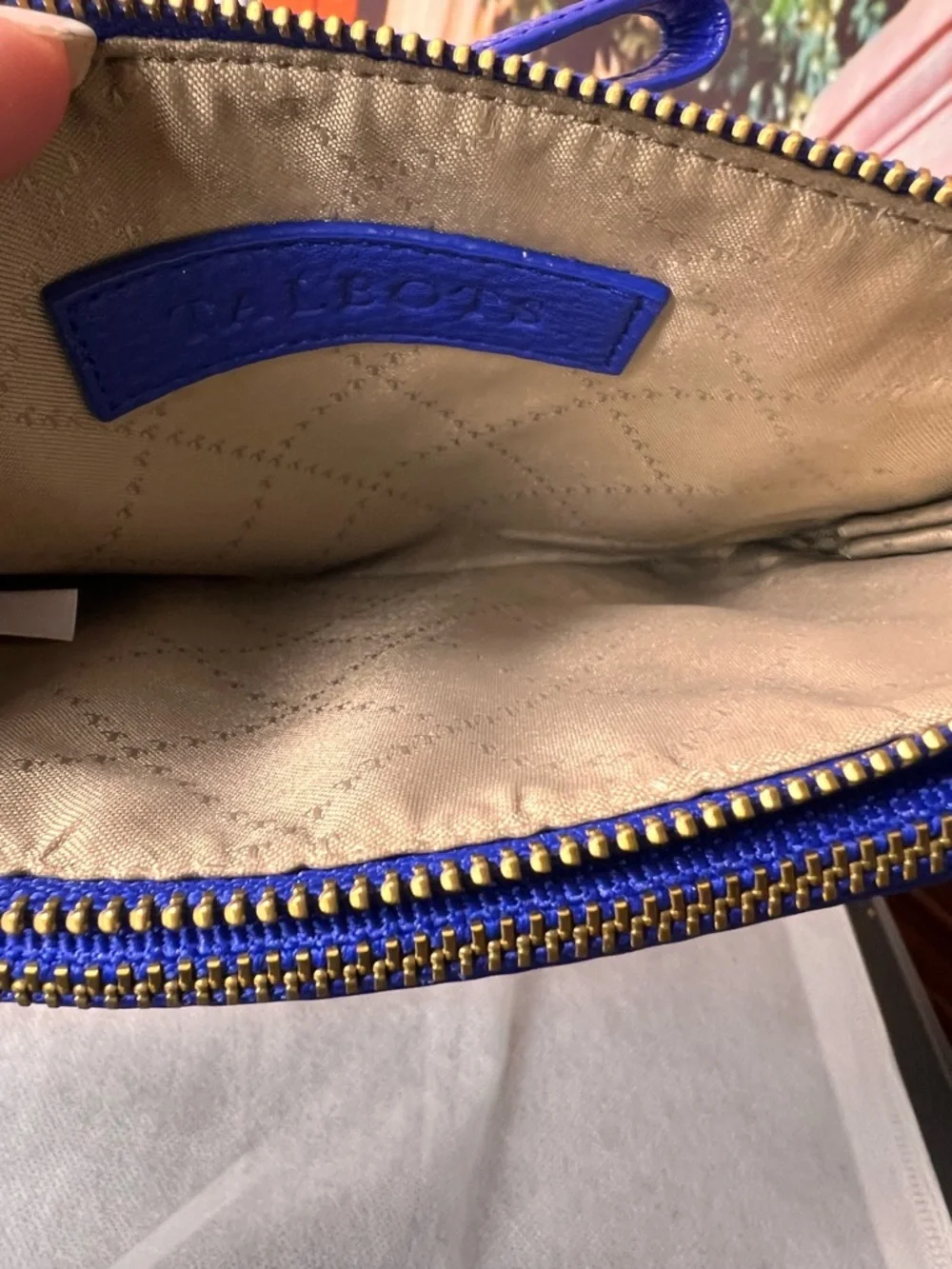 Talbots Blue Leather Wristlet Clutch